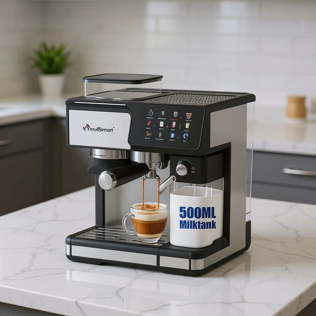 Machine à café Multifonction Pro Café Grain+ Lait + cappuccino 20 Bar 2.6L 1350W + Fonction Moulin a café MULTISMART MS-CF5012