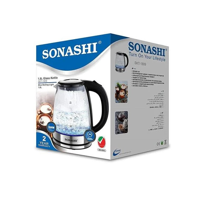 Bouilloire en verre LED 1.8L 1500W Sonashi SKT-1809
