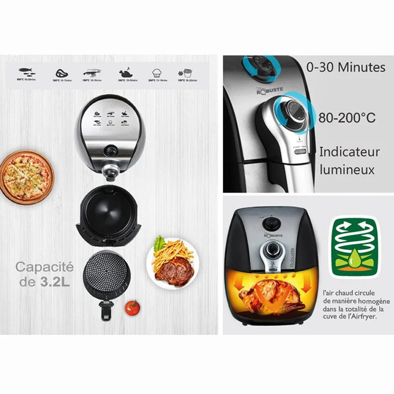 Friteuse sans huile Air Fryer 3.2L 1500W Robuste AF3