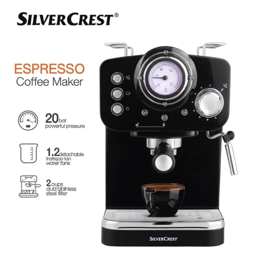 Machine a Café Expresso SilverCrest Café Poudre + cappuccino 20 Bars 1100W 1.2L SilverCrest CM5013-CB