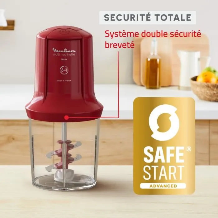 Hachoir Électrique 3En1 500mL 500W Multi Moulinette Moulinex AT714G32