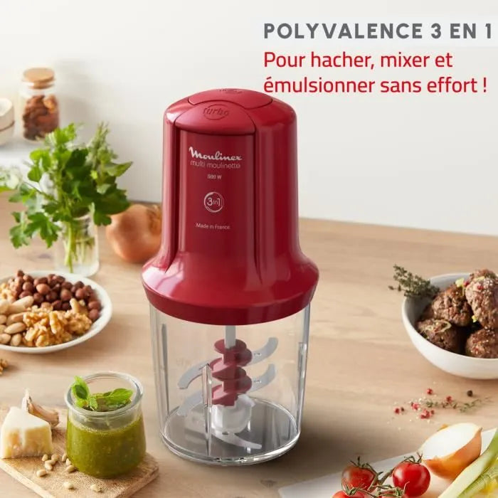 Hachoir Électrique 3En1 500mL 500W Multi Moulinette Moulinex AT714G32